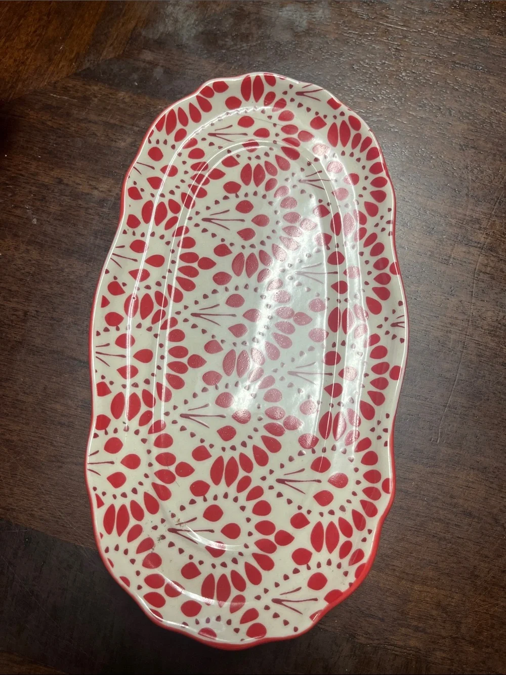 The Pioneer Woman Red Ceramic Butter Dish with Glass Knob